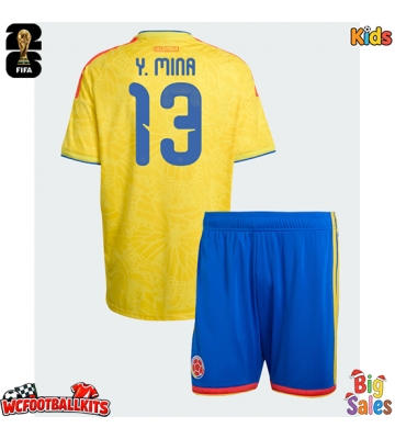 Colombia Yerry Mina #13 Replica Home Stadium Kit for Kids World Cup 2026 Short Sleeve (+ pants)
